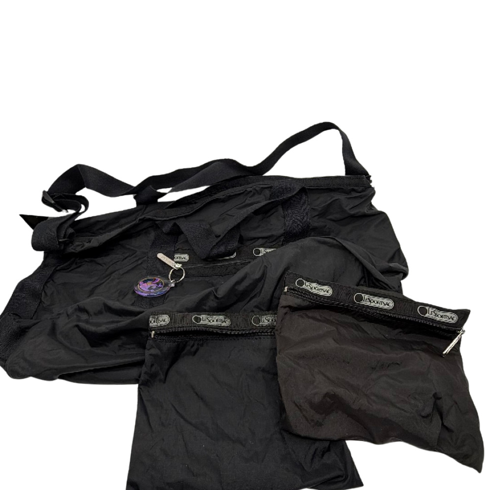 LeSportsac Weekender Black Nylon Large Duffle Bag